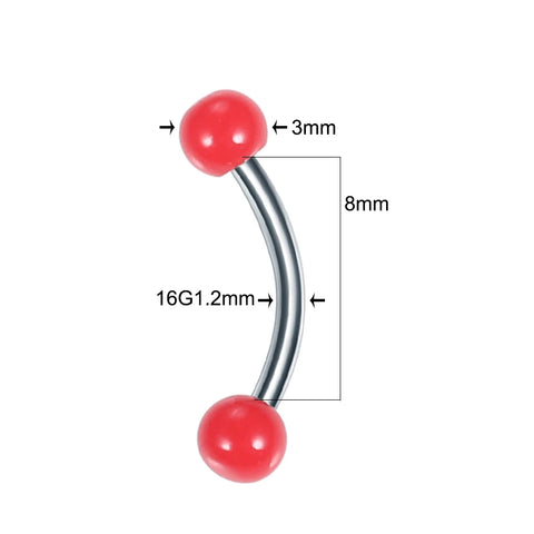 80Pcs/set Acrylic Ball Eyebrow Piercing Surgical Steel Labret Lip Ring Nipple Eyebrow Bar Body Piercing Earring Tragus Ring