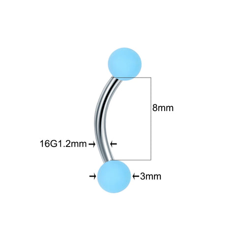 60Pcs/set Acrylic Ball Eyebrow Piercing Steel Curved Barbell Lip Ring Snug Daith Helix Rook Earring Cartilage Tragus Jewelry 16G