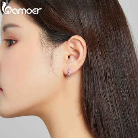 bamoer 1piece Mono-earring Match and Mix Series Hoops Huggies 925 Sterling Silver Hypoallergenic Piercing Jewlery Wild SCE1052