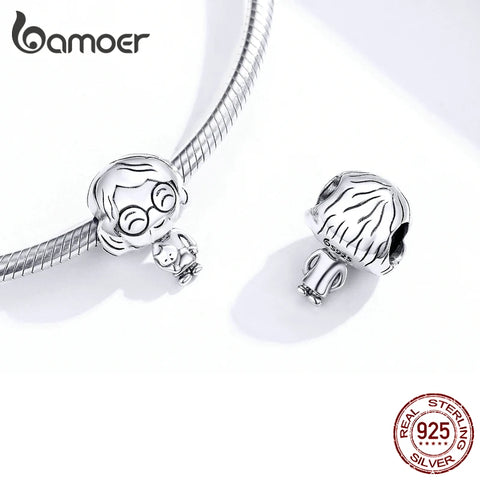 bamoer Family Collection Grandparents Real 925 Sterling Silver Grandpa Metal Charm for Bracelet Beads Accessories BSC175