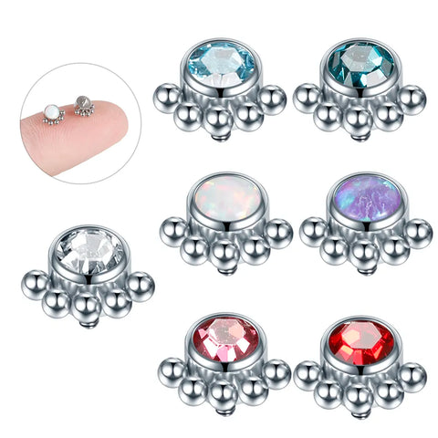 1Pc Surgical Steel Micro Dermal Piercings Dermal Anchor Round CZ Crystal Top Piercings Skin Diver Piercing Sexy Body Jewelry