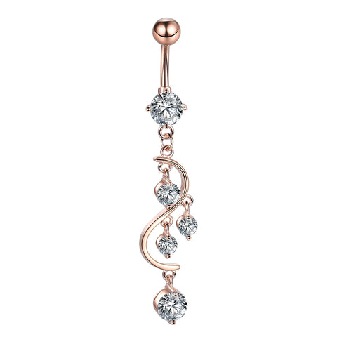 316L Surgical Steel 18 Styles Sexy Dangling Navel Belly Button Ring Oreja 14G Zircon Navel Ring for Women Body Piercing Jewelry