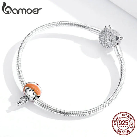 bamoer 2020 Honor for Hero Nurse 925 Sterling Silver Enamel Charm for Original Bracelet & Bangle  DIY Bracelet SCC1548