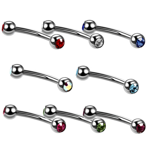 1Pc Titanium Eyebrow Ring Curved Barbells Eyebrow Piercing Crystal Earring Piercings Bar Body Jewelry Helix Piercing Ring 16G