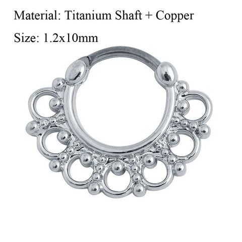 1Pc Tribal Fan Nose Septum Clicker Piercing Rings 16G CZ Flower Ear Septums Helix Tragus Sexy Body Piercings Jewelry