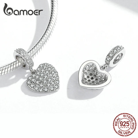 bamoer 925 Sterling Silver Three-dimensional Letters LOVE Charm Flower Snowflake Love Family for Bracelet Women DIY Fine Jewelry