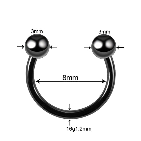1Pc Titanium Circular Barbell Horseshoe Ring Nose Hoop Ear Cartilage Tragus Piercing Labret Ring For Unisex Body Jewelry 16G