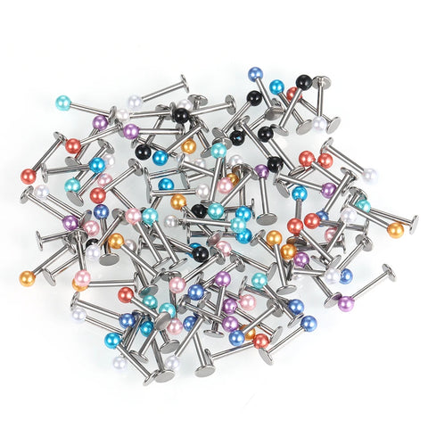 90Pcs/set Colorful Acrylic Ball Lip Labret Rings Stainless Steel Barbell Ear Piercings Tragus Barbell Piercings Body Jewelry 16G