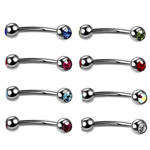 1Pc Titanium Eyebrow Ring Curved Barbells Eyebrow Piercing Crystal Earring Piercings Bar Body Jewelry Helix Piercing Ring 16G