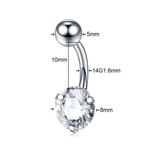 1pc Steel Navels Round Cubic Zircon Ear Tragus Belly Button Piercings Ombligo Body Jewelry Night Club Dance Jewelry Belly Rings