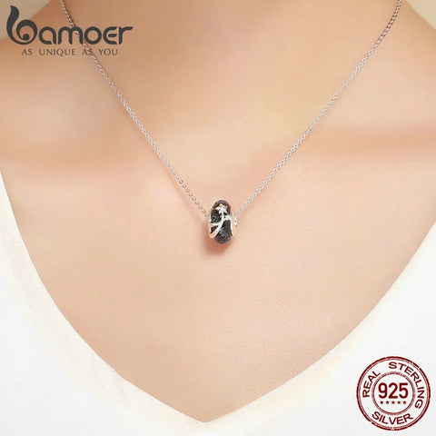 BAMOER 4 Styles Genuine 925 Sterling Silver Star Flower European Murano Glass Beads Fit Bracelets Bangles DIY Jewelry SCC861