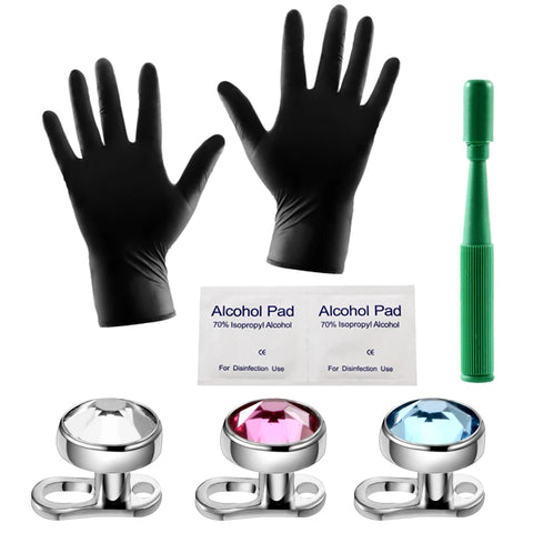 8Pcs/lot G23 Titanium Dermal Leather Drill of Tools Kit Jewelry Tops Skin Piercing Surface Hide it with 14G Screw Body Jewelry