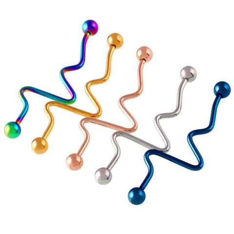 6pcs/Lot ZigZag Surgical Steel Industrial Barbell Piercing Scaffold Bar Barbell Cartilage Earrings Orelha Piercing Body Jewelry