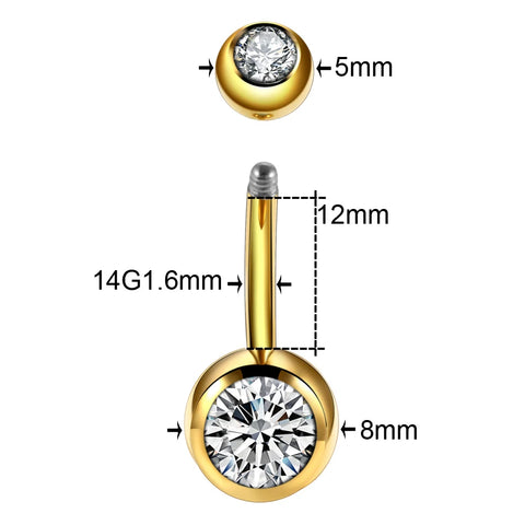 1Pc Titanium Piercing Navel Single Crystal Rhinestone Belly Button Rings Navel Piercing Ombligo 5/8mm Ball Navel Earring 14G