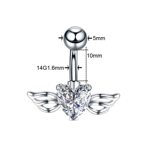 1PC Steel Belly Button Rings Crystal Piercing Navel Heart Style Piercing Navel Earring Belly Piercing Sex Body Jewelry Piercings
