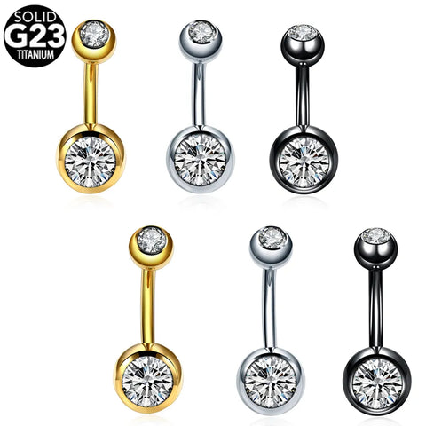 1Pc Titanium Piercing Navel Single Crystal Rhinestone Belly Button Rings Navel Piercing Ombligo 5/8mm Ball Navel Earring 14G
