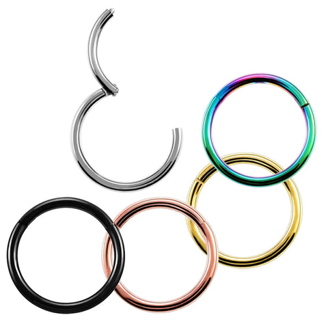 1PC Titanium Steel Black Seamless Hinged Nose Hoop Septum Clicker Piercings  Lip Labret Ring Ear Cartilage Tragus Sexy Jewelry