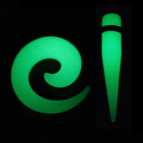 54pcs/lot Acrylic Mix Style Ear Stretcher in the Dark Spiral Taper Kit Screw Tunnel Plug 14G-00G Ear Gauge Kit Piercing Jewelry