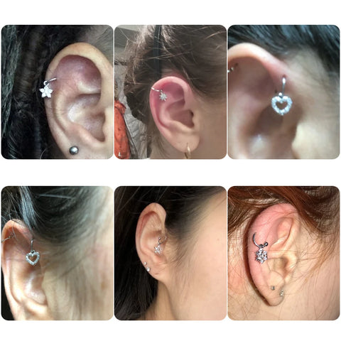 6 Style Steel Ear Piercing Dangle Earring Crystal Zircon Earrings Brincos Jewelry Statement Girl Gift Women Fashion Jewelry 20G