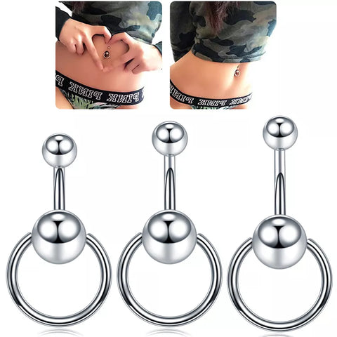 1PC Steel Navel Piercings Double Ball Belly Button Piercings Dangle Earrings  Belly Piercings Ombligo Body Jewelry