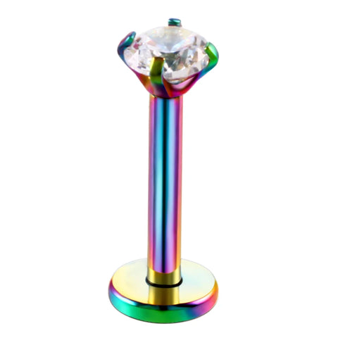 1Pc Steel 16G Labret Tragus Cartilage Earring Punk Cz Round Tragus Lip Ring Crystal Ear Cartilage Earring Piercing