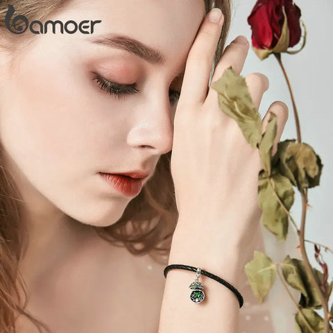 BAMOER Authentic 925 Sterling Silver Love Gift Box Dangle Ball Charm Pendant fit Women Charm Bracelet & Necklaces Jewelry SCC689