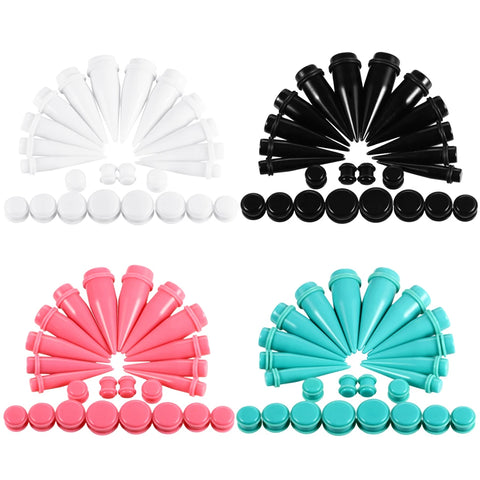 24pcs/Set Ear Taper and Plug Stretching Acrylic Expander Stretching Kits wholesale Ear Gauges Body Piercing Jewelry 10mm-20mm