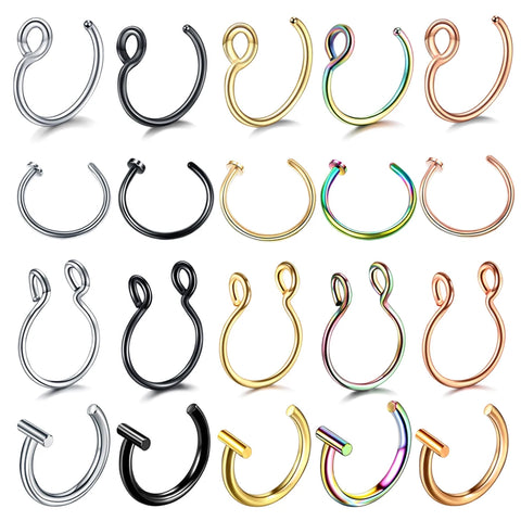 1Pc Stainless Steel Nose Rings Fake Nose Piercings Hoop Ear Piercing Tragus Nariz Rings Ear Cartiliage Tragus Sexy Body Jewelry