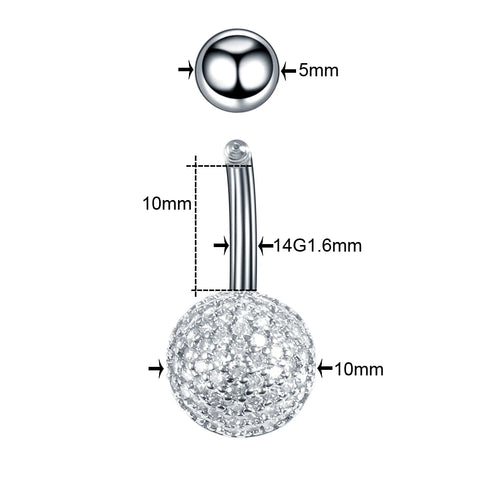 1Pc Surgical Steel Navel Piercing Dangling Navel Belly Button Ring Oreja 14G Double Round Cubic Zirconia Belly Piercing Jewelry