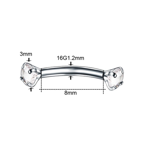 1PC Surgical Steel Curved Barbell Colorful Crystal Zircon Eyebrow Ring Piercing Barbell Lip Ring Snug Daith Helix Rook Earring