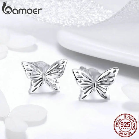 BAMOER Insect Collection 925 Sterling Silver Butterfly Dream Exquisite Stud Earrings for Women Sterling Silver Jewelry SCE452