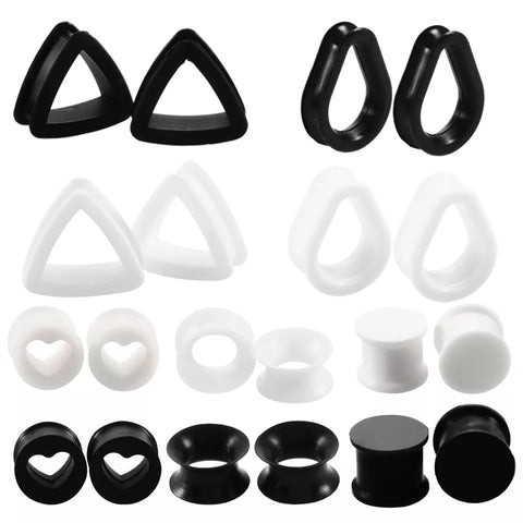 1 Pair Flexible Silicone Ear Plugs and Tunnels Ear Piercings Earlets Screwed Earring Expander Ear Gauges Body Jewelry Piercings