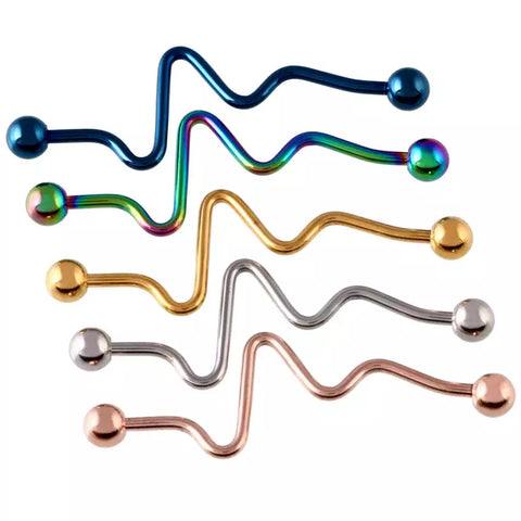 6pcs/Lot ZigZag Surgical Steel Industrial Barbell Piercing Scaffold Bar Barbell Cartilage Earrings Orelha Piercing Body Jewelry