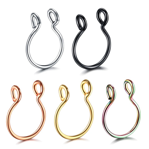 1PC Steel Fashion Nose Hoop Ring 5 Color Labret Tongue Nose Ring Ear Piercing Ear Cartilage Tragus Nipple Ring Body Jewelry