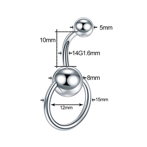 1PC Steel Navel Piercings Double Ball Belly Button Piercings Dangle Earrings  Belly Piercings Ombligo Body Jewelry
