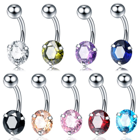 1pc Steel Navels Round Cubic Zircon Ear Tragus Belly Button Piercings Ombligo Body Jewelry Night Club Dance Jewelry Belly Rings