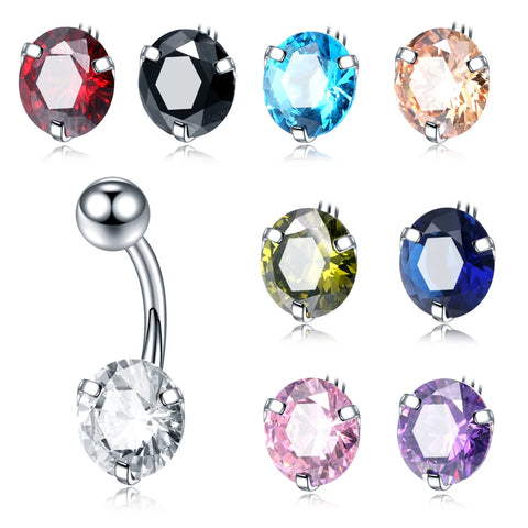 1pc Steel Navels Round Cubic Zircon Ear Tragus Belly Button Piercings Ombligo Body Jewelry Night Club Dance Jewelry Belly Rings
