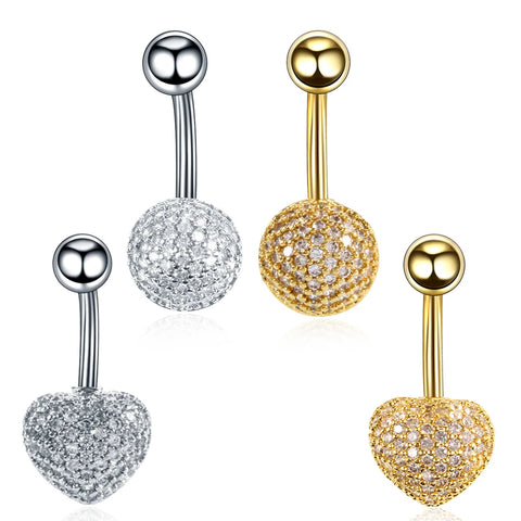 1Pc Surgical Steel Navel Piercing Dangling Navel Belly Button Ring Oreja 14G Double Round Cubic Zirconia Belly Piercing Jewelry