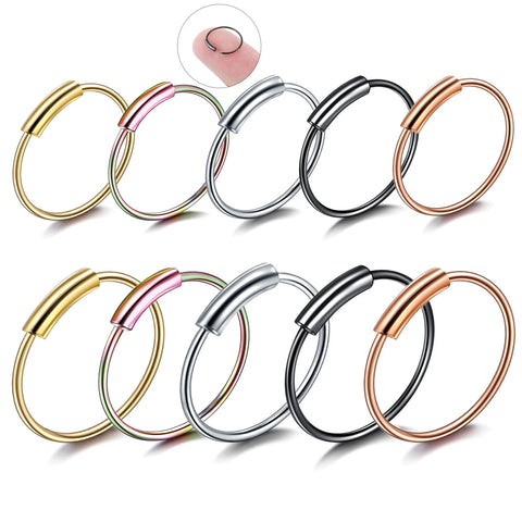 1Pc Surgical Steel Nose Hoop Nose Ring Stud Punk Style Body Piercing Jewelry Lip Cartilage Tragus Helix Ear Piercing 6/8/10mm