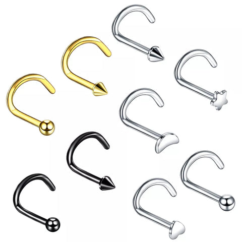 New Fashion 1PC Steel Multiple L Shapes Nose Piercing Nose Ring Nostril Cartilage Nose Bone Studs Body Jewelry Piercing 20G