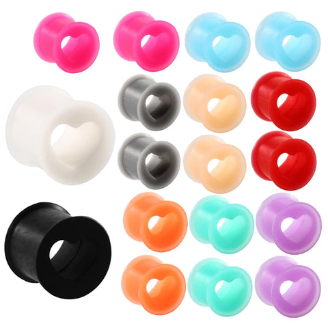 2pcs/lot Silicone Ear Gauge Ear Plugs and Tunnels Ear Piercings Heart  Ear Stretcher Expanders Earrings Body Jewelry Piercings