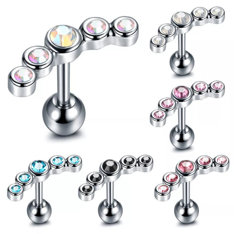 1Pc Surgical Steel Cz Ear Studs Cartilage Earring for Women Small Ball Screws Earrings Ear Bone Nail Lip Piercing Body Piercing