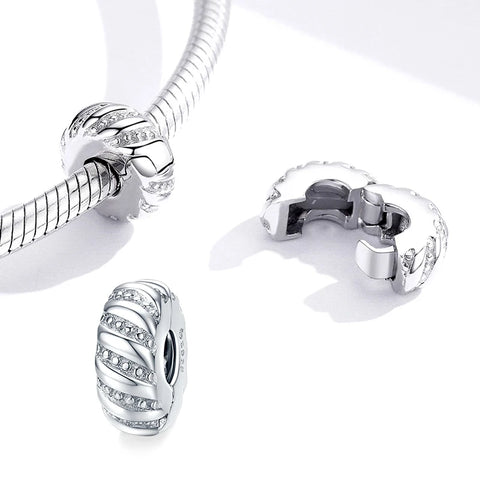 bamoer Stopper Charm 925 Sterling Silver Gear Bead fit Original Brand DIY Bracelet Jewelry Accessories SCC1780