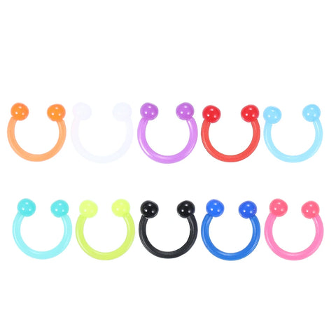 100Pcs/set Acrylic Circular Horseshoe Nose Ring Nipple Hoop Lip Septum Eyebrow Ear Piercing Body Piercing Jewelry Wholesale