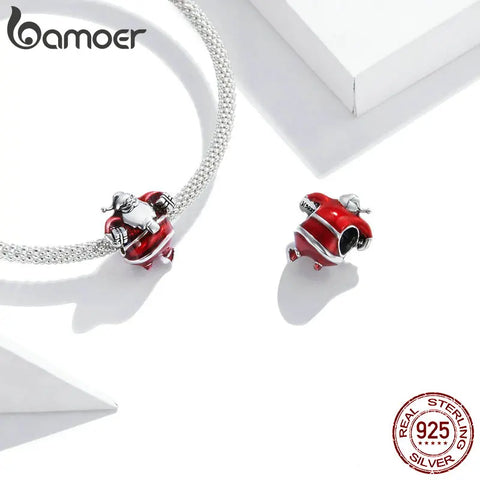 bamoer 925 Sterling Silver Santa Claus Little Snowman Merry Christmas Charm for Original Bracelet Silver 925 Jewelry Accessories