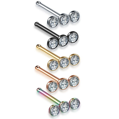 1Pc Stainless Steel Zircon Nose Studs Cz Ear Studs Cartilage Earring for Women Nostril Piercing Body Piercing Jewelry 20G