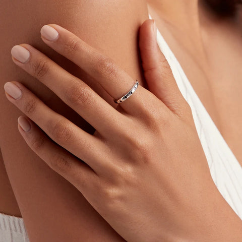 BAMOER 925 Sterling Silver Stackable Dog Cat Footprints Finger Rings for Women Wedding Ring Jewelry Valentine's Day GIFT SCR445