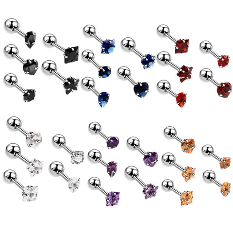 5Pcs/Lot 16G Steel Tragus Helix Cartilage Earrings Mixed Design Crystal Ear Earring Piercings Labret Stud Body Jewelry Piercing