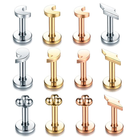 1Pc Stainless Steel Zircon Lip Ring Labret Piercing 16G Lip Stud Tragus Helix Ear Piercing Earring Women Body Piercing Jewelry