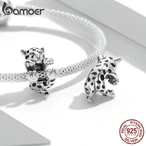 Bamoer 925 Sterling Silver Chinese Dragon Head Charms for Original Bracelet or Bangle Funny Lion Charm Women Statement Jewelry